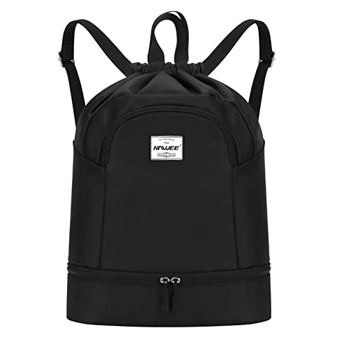 HAWEE Wasserdicht Kordelzug Rucksack mit Innentasche Groß Turnbeutel Kordelzug Tagesrucksack Tunnelzug Tasche Sporttasche Unisex für Frauen Männer Reise Alltag Schule Outdoor Yoga Schwimmen Strand HAWEE Wasserdicht Kordelzug Rucksack mit Innentasche Groß Turnbeutel Kordelzug Tagesrucksack Tunnelzug Tasche Sporttasche Unisex für Frauen Männer Reise Alltag Schule Outdoor Yoga Schwimmen Strand von HAWEE