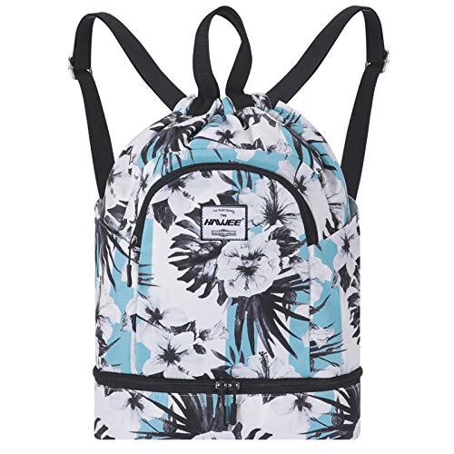 HAWEE Wasserdicht Kordelzug Rucksack mit Innentasche Groß Turnbeutel Kordelzug Tagesrucksack Tunnelzug Tasche Sporttasche Unisex für Frauen Männer Reise Alltag Schule Outdoor Yoga Schwimmen Strand von HAWEE