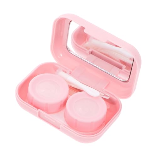 HAWILLOSCH 1 Satz Kontaktlinsenbehälter Linsenbox Augenlinsenbehälter Kontaktlinsenreisebox Kontaktlinsenorganizer Make-up-Linsenhalter Objektivbehälter für den Außenbereich Glas Rosa von HAWILLOSCH