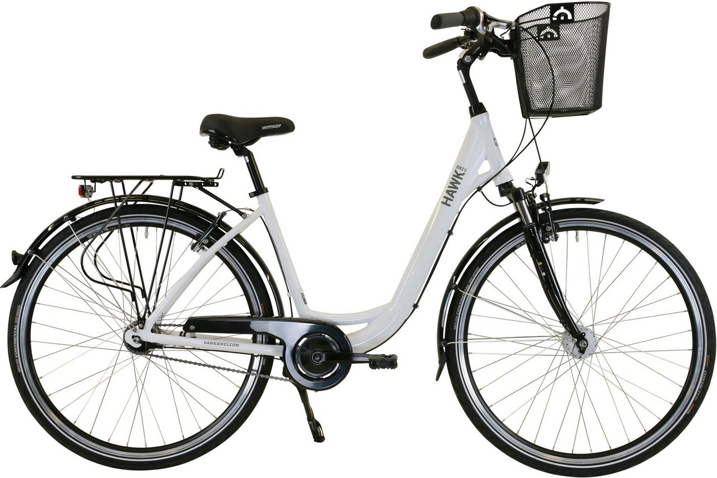 HAWK Bikes Cityrad HAWK City Wave Deluxe Plus White, 7 Gang Shimano Nexus Schaltwerk, für Damen und Herren von HAWK Bikes