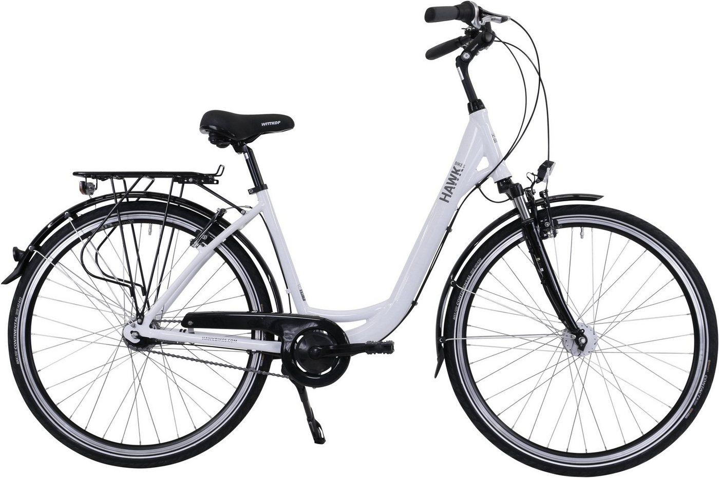 HAWK Bikes Cityrad HAWK City Wave Deluxe White, 7 Gang Shimano Nexus Schaltwerk, für Damen und Herren von HAWK Bikes