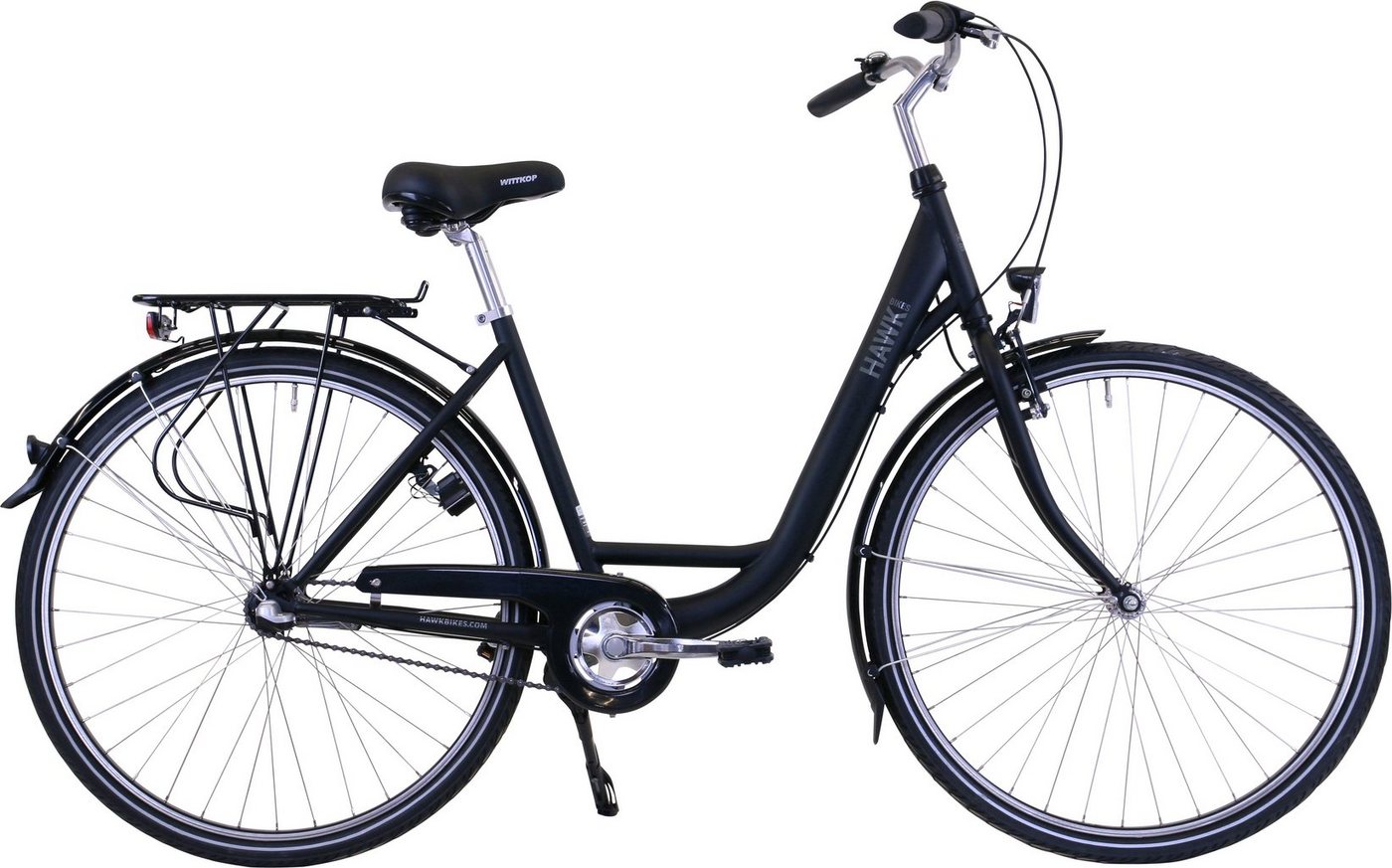 HAWK Bikes Cityrad HAWK City Wave Premium Black, 3 Gang Shimano Nexus Schaltwerk, für Damen und Herren von HAWK Bikes