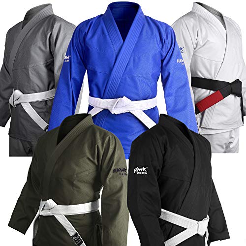 Hawk Sports Brazilian Jiu Jitsu Gi für Damen und Herren mit Jacke, Hose und weißem Gürtel für Kampfsporttraining von HAWK Jiu Jitsu