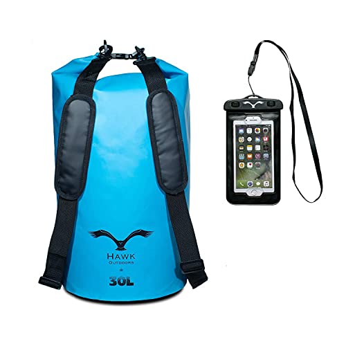 HAWK Outdoors Dry Bag - Rucksack Wasserdicht • schwimmfähig • gepolsterte Schulter-Gurte • inklusive Handy-Hülle • 30L 20L 10L von HAWK