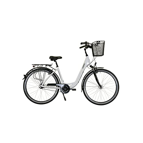 HAWK City Wave Deluxe Plus inkl. Korb I Damenfahrrad 26 Zoll I Leichtes Damen Fahrrad mit 7-Gang Nabenschaltung & Nabendynamo I Weiß von HAWK