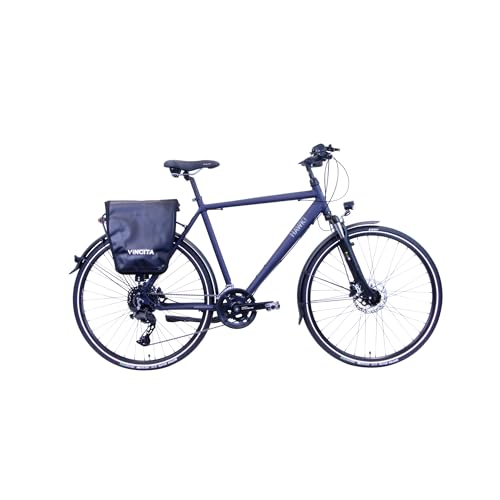 HAWK Trekking Gent Deluxe Plus Fahrrad Herren inkl. Tasche, 52cm I Bike mit Shimano CUES Kettenschaltung & Beleuchtung I Allrounder I Ozeanblau von HAWK