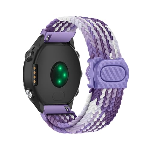 Geflochtenes Armband Kompatibel für Garmin Forerunner 245/55/645 Armbänder für Damen Herren Ersatzarmband Solo Loop Armband Nylon Sport Elastisches Band für Forerunner 245/55/645 (J,Nylon) von HAZARA