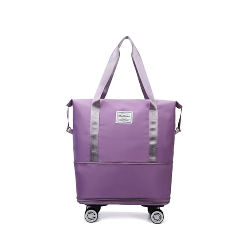 Leichte Reisetasche Mit Rollen Erweiterbare, Abnehmbare RäDer, Luggage Bag Wasserdicht, VerschleißFest, Travel Bag Luggage Geeignet FüR Reisen,Purple von HAZARA