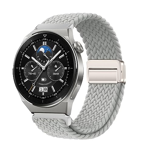 Nylon Armband für Huawei Watch GT3 Pro Armband Magnetisch 22MM Armbänder Ersatzarmband Solo Loop Elastisches Verstellbares Armband mit Huawei Watch GT3 Pro Sportarmband (XX,GT3 Pro) von HAZARA