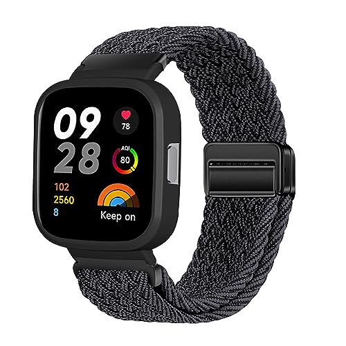 Nylon Armband für Xiaomi Redmi Watch 2 Lite Armband Magnetisch Armbänder Ersatzarmband Solo Loop Elastisches Verstellbares Armband mit Redmi Watch 2 Lite Sportarmband (11,Watch) von HAZARA