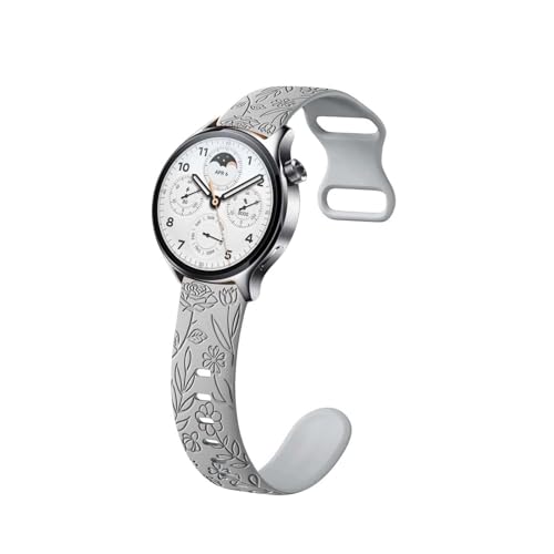 Silikon Armbänder kompatibel mit Xiaomi Mi Watch Armband Mastten mit Rosenblumengravur Sport Ersatzarmband für Damen Herren Floral Gravierte Silikon Band für Xiaomi Mi Watch (j,silikon) von HAZARA