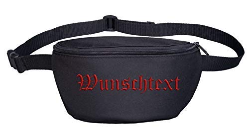 Bauchtasche mit Wunschtext - Altdeutsch - Bestickt - Gürteltasche Hipbag Stickfarbe: rot Bauchtasche mit Wunschtext - Altdeutsch - Bestickt - Gürteltasche Hipbag Stickfarbe: rot von Lupsty