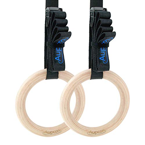 HBALDTEDC Gymnastik Ringe Set, Holz 28/32mm for Home Gym & Übung Fitness Pull Up Muscle Ups Mit Einstellbare Lange Schnallen Riemen(1.1in) von HBALDTEDC