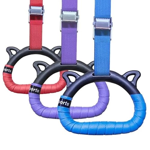 HBALDTEDC Gymnastik Ringe Set, Set mit Heimfitness-Trainingsgeräten for Kinder mit Verstellbarer Schnalle und Zugring for körperliches Training(Purple,Total Length 1M) von HBALDTEDC