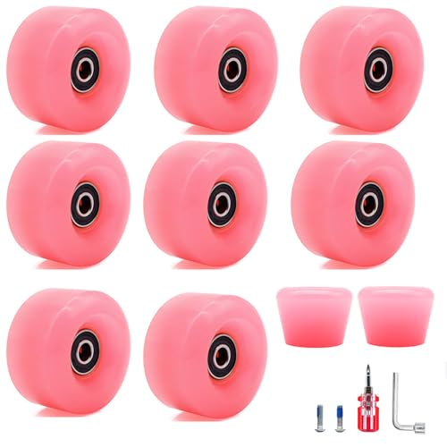 HBALDTEDC Led Light Up Roller Skate Räder, Ersatz-Skateboard-Rollen, 8er-Pack, 82A, Roller-Roller(Pink) von HBALDTEDC