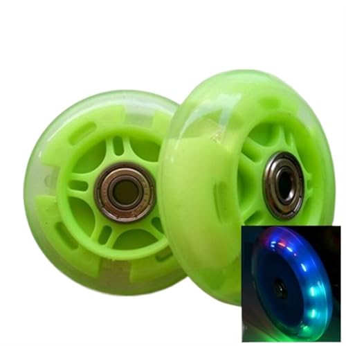 Led Light Up Roller Skate Räder, Rollschuh Räder Flash Hinten Reifen 3 In 1 Kinder Roller Hinten(Green,80X24mm) von HBALDTEDC