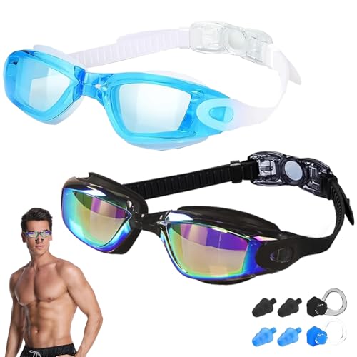 HBSFBH Schwimmbrille für Herren Damen, 2 Stück wasserdichte Schwimmbrille, Taucherbrille Kinder, Wassersport Schwimmbrillen, Anti Nebel UV-Schutz Schwimmbrillen, für Erwachsene Jugendliche von HBSFBH