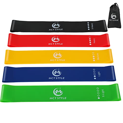 Fitnessbänder Sport 5er Set Resistance Bands Fitness Widerstandsbänder Set Für Yoga Pilates Mit Trainingsanleitung Und Aufbewahrungstasche von HCT STYLE