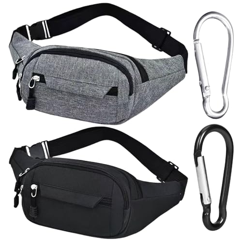 2 Stück Sport-Hüfttaschen, 2 Stück Karabiner, Multi-Pocket-Hüfttaschen, Verstellbare Hüfttaschen Mit Schnallen, Hüftbrieftasche, Sport-Handytasche, Geeignet Für Sport Und Outdoor von HDGSAFD