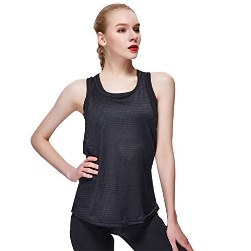 HDKEAN 2-teiliges Damen-Sport-Mesh-Top mit integriertem BH, Workout, athletisch, Laufen, Fitnessstudio, Fitness, Racerback, atmungsaktiv, lockere Hemden von HDKEAN