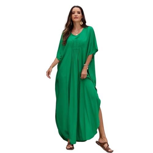 HDKEAN Strand-Kaftan-Kleid für Damen, kurzärmelig, Badeanzug, volle Länge, Kaftankleid, Badeanzug von HDKEAN