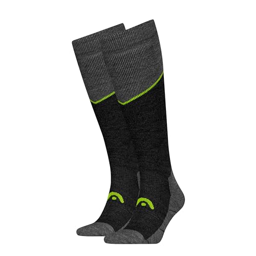 HEAD Unisex Ski Beginner Kneehigh Sock, Grey Melange/lime, 39-42 EU HEAD Unisex Ski Beginner Kneehigh Sock, Grey Melange/lime, 39-42 EU von HEAD
