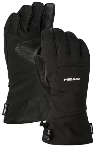 HEAD Ski-Handschuhe für Herren und Damen, Unisex, Touchscreen-kompatibel, mit Reißverschluss, Wärme-/Aufbewahrungstasche, verbesserte Griffigkeit, Komfort, Vielseitigkeit (Schwarz, Größe XL) von HEAD