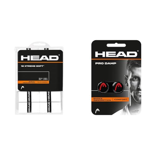 HEAD Unisex-Erwachsene 12 Xtremesoft Griffband, White, Einheitsgröße & Unisex-Erwachsene Pro Damp Tennis Dämpfer, Black, Einheitsgröße von HEAD