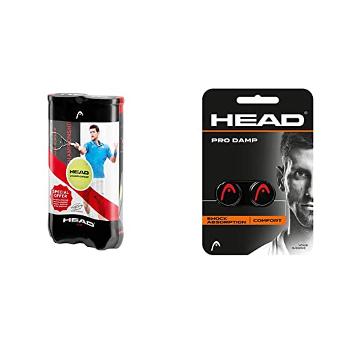 HEAD Unisex Erwachsene Championship 8 Ball & Unisex-Erwachsene Pro Damp Tennis Dämpfer, Black, Einheitsgröße von HEAD