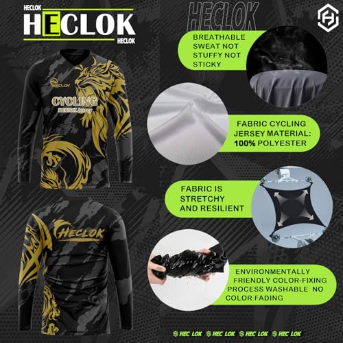 Herren,Mountainbike Langarm-Shirt, MTB Downhill Freeride, Atmungsaktives Material, Enduro Motocross,MTB Trikot,Motocross-Shirt Langarm,MX MTB Mountainbike,Radfahren Jersey (TYP-2,XS) von HECLOK