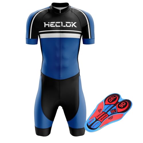 Herren Pro Fahrrad Skinsuit Kurzarm,Herren Pro Trisuit Kurzarm Triathlonanzug für Ironman＋Wettkampfprofi gepolstert,Trisuit Einteiler–Triathlonanzug,für Wettkampf Run,Cycle,Swim (TYP-8,XL) von HECLOK