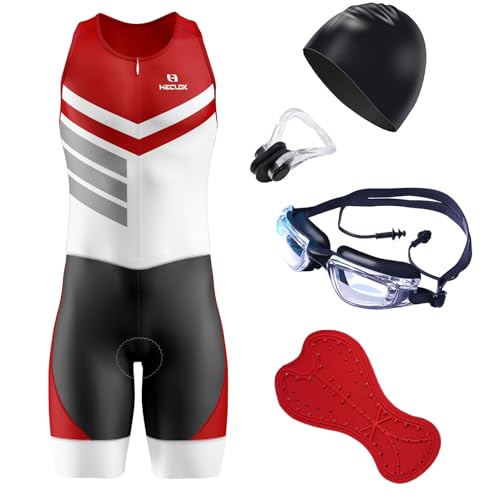 Herren Trisuit Triathlonanzug Einteiler mit leichtem Sitzpolster，Triathlon Anzug Herren, Trisuit Einteiler, Triathlonanzug, Triathlon Einteiler Trisuits,Herren Fahrrad-Skinsuit (TYP-1,3XL) von HECLOK