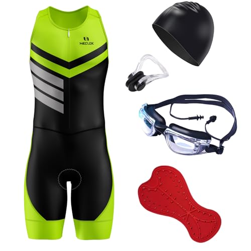 Herren Trisuit Triathlonanzug Einteiler mit leichtem Sitzpolster，Triathlon Anzug Herren, Trisuit Einteiler, Triathlonanzug, Triathlon Einteiler Trisuits,Herren Fahrrad-Skinsuit (TYP-10,5XL) von HECLOK