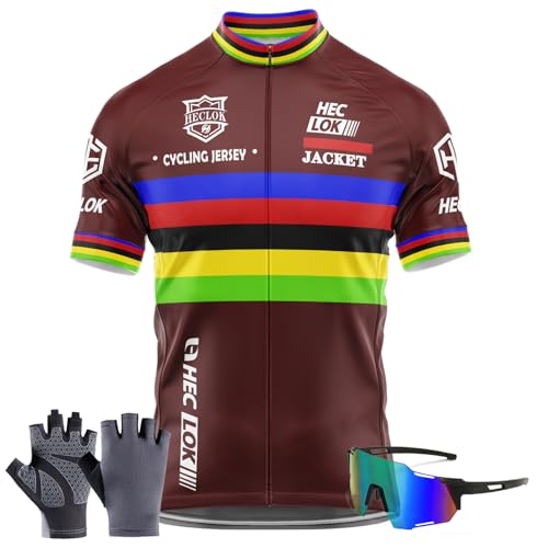 Kurzarm Radtrikot Herren Elastische Atmungsaktive T-Shirt Jersey Funktionsshirt Schnell Trocknen Stoff， Sommer Fahrradbekleidung，Fahrradtrikot für Radsport Outdoor Sport (TYP-4,L) von HECLOK