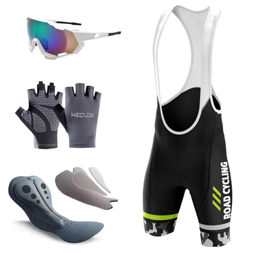 Radsport-Trägerhose für Herren Sommer Gepolsterte Fahrradhose,Road Shorts atmungsaktiv Quick-Dry, Men's Active Bib Pants, Radsport-Trägerhosen, MTB Unterwäsche (S,TYP-4) von HECLOK