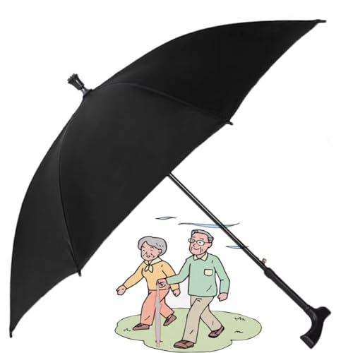 HEFJIAYCIQ Spazierstöcke Regenschirm, Winddichter, Unzerbrechlicher, Schnell Trocknender Stock-Regenschirm, Für Klettern, Wandern, Regen,Schwarz,86cm/33inch von HEFJIAYCIQ