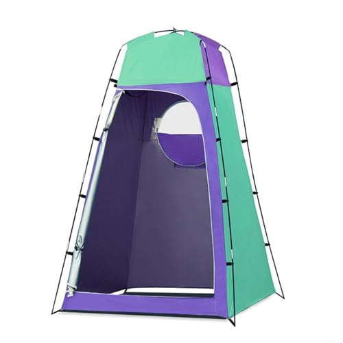 HEIBTENY 210cm Duschzelt Camping Toilettenzelt Umkleidezelt Privatsphäre Toilettezelt Mobile Outdoor WC Zelt TragbaresLagerzelt Für Wandern Strand Camping(green-purple) von HEIBTENY