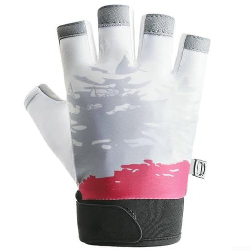 HEIBTENY Sommer-Radsport-Fitness, ultradünne Sonnenschutz-Handschuhe mit dreieinhalb Fingern(B Red) von HEIBTENY