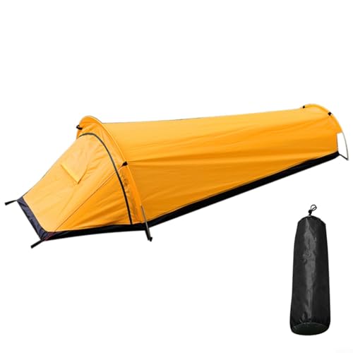 HEIBTENY Zelt 1 Personen Wasserdicht Campingzelt Sonnenschutz Kuppelzelt Für Camping Reise Trekking Garten Mit 8 X Bodennagel Und Zelttasche 220 X 90 X 50 cm(yellow) von HEIBTENY