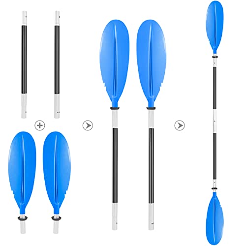 HEIMUNI Doppelpaddel Kajak Paddel mit Verstellbaren Paddelblätter, Kanu Paddel Aluminium Sup Doppelpaddel 222cm Stechpaddel Super Leicht für Schlauchboot, Kanadier Boot Ruderboot (Blau) von HEIMUNI