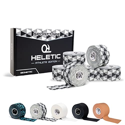 HELETIC Sporttape 3,8cm x 10m Athlete Edition - unelastisches starres Tape mit extra starker Klebkraft, leicht abreißbar & wasserabweisend (Geometric, 6 Rollen) von HELETIC