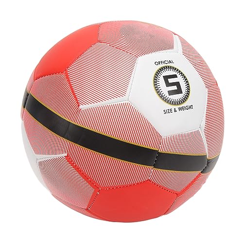 HELEVIA Fußball, Offizielle Größe 5, PU, ​​nahtlos, Verschleißfest, Fußball-Trainingsball für Erwachsene (Rot) von HELEVIA