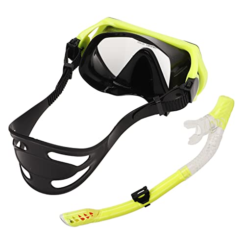 HELEVIA Verstellbares Schnorchelset Erwachsene, Schnorchelbrille, Atemschlauchset, Schnorchelausrüstung Erwachsene das Schwimmtraining (Gelb) von HELEVIA