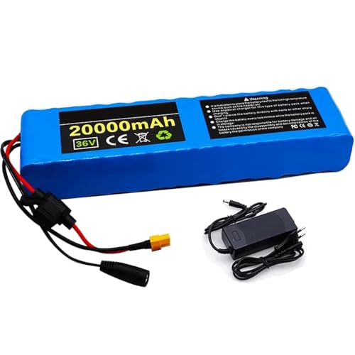 HELINAZI Lithium-Ionen-Akku für Elektrofahrräder, 36 V, 20 Ah, 10S3P, integriertes 30 A BMS für 200 W, 350 W, 500 W Motorroller mit 42 V, 2 A Ladegerät von HELINAZI