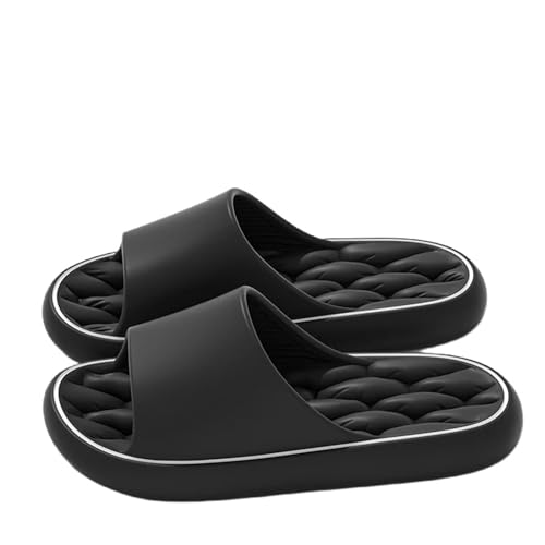 HENGIN Badelatschen Hausschuhe Moderutschen Elastische Schuhe Bunte Turnschuhe In Tür Badezimmer Pantoffeln-Schwarz-42-43 von HENGIN