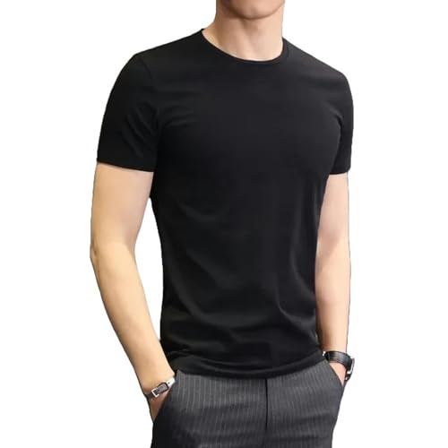 HENGIN Herren T-Shirt Männer T-Shirts Weiß Schwarze Kurze Ärmel Lose Runde Halsboden Hemden 3pcs-schwarz-3xl von HENGIN