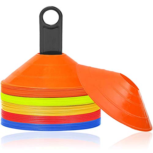 HENGMEI Markierungshütchen 50 Stück Sport Hütchen Set Markierungsteller inkl. Halter für, für das Training im Fussball, Hockey, Handball für Koordination und Agilität HENGMEI Markierungshütchen 50 Stück Sport Hütchen Set Markierungsteller inkl. Halter für, für das Training im Fussball, Hockey, Handball für Koordination und Agilität von HENGMEI