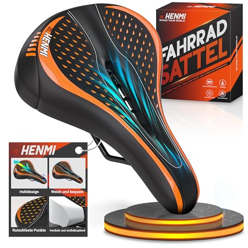 HENMI Fahrradsattel Herren Damen Komfortabel Atmungsaktiv Stoßdämpfend Ergonomisch mit Dynamischer Feder Fahrrad Sattel für Mountainbike MTB Trekking E-Bike Rennrad-Dreiecksmuster HENMI Fahrradsattel Herren Damen Komfortabel Atmungsaktiv Stoßdämpfend Ergonomisch mit Dynamischer Feder Fahrrad Sattel für Mountainbike MTB Trekking E-Bike Rennrad-Dreiecksmuster von HENMI