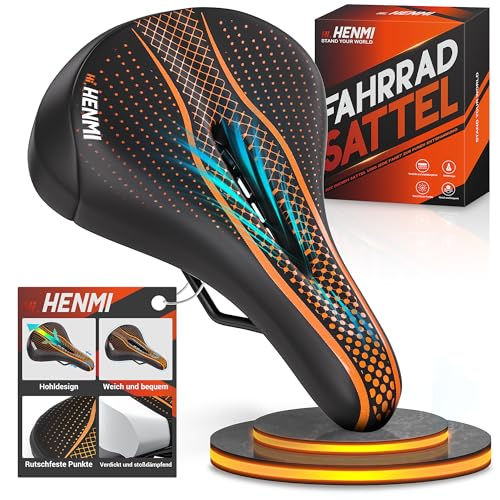 HENMI Fahrradsattel Herren Damen Komfortabel Atmungsaktiv Stoßdämpfend Ergonomisch mit Dynamischer Feder Fahrrad Sattel für Mountainbike MTB Trekking E-Bike Rennrad-Punktmuster HENMI Fahrradsattel Herren Damen Komfortabel Atmungsaktiv Stoßdämpfend Ergonomisch mit Dynamischer Feder Fahrrad Sattel für Mountainbike MTB Trekking E-Bike Rennrad-Punktmuster von HENMI