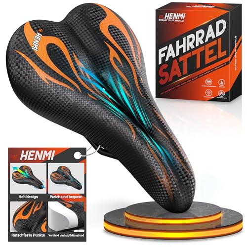 HENMI Fahrradsattel Herren Damen Weicher, Komfortabel Atmungsaktiv Stoßdämpfend Ergonomisch Fahrrad Sattel für Mountainbike MTB Trekking E-Bike Rennrad Fahrradsitz-Feuerflammen Muster HENMI Fahrradsattel Herren Damen Weicher, Komfortabel Atmungsaktiv Stoßdämpfend Ergonomisch Fahrrad Sattel für Mountainbike MTB Trekking E-Bike Rennrad Fahrradsitz-Feuerflammen Muster von HENMI